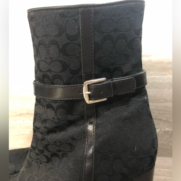 Coach | Bibi Ankle Boots Black Canvas Coach Print Size 8 - Picture 3 of 11